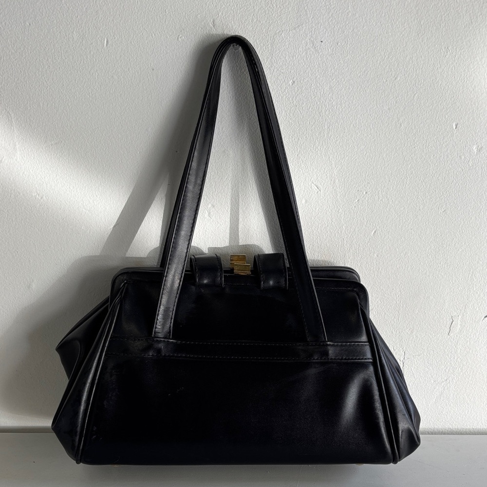 Vintage Black Leather Shoulder Bag - Picture 6 of 12